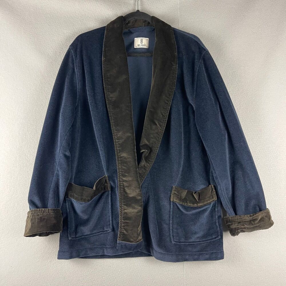 Bill Blass‎ Velvet Smoking Jacket Womens Large Dark Academia Moody Missing Tie